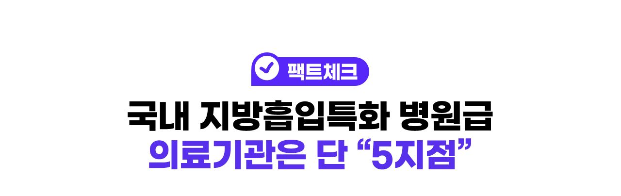 팩트체크 국내 지방흡입특화 병원급 의료기간은 단 5지점