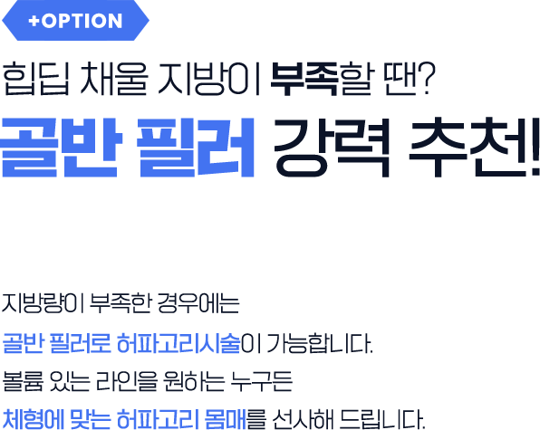 +option 힙딥 채울 지방이 부족할 땐? 골반필러 강력 추런!